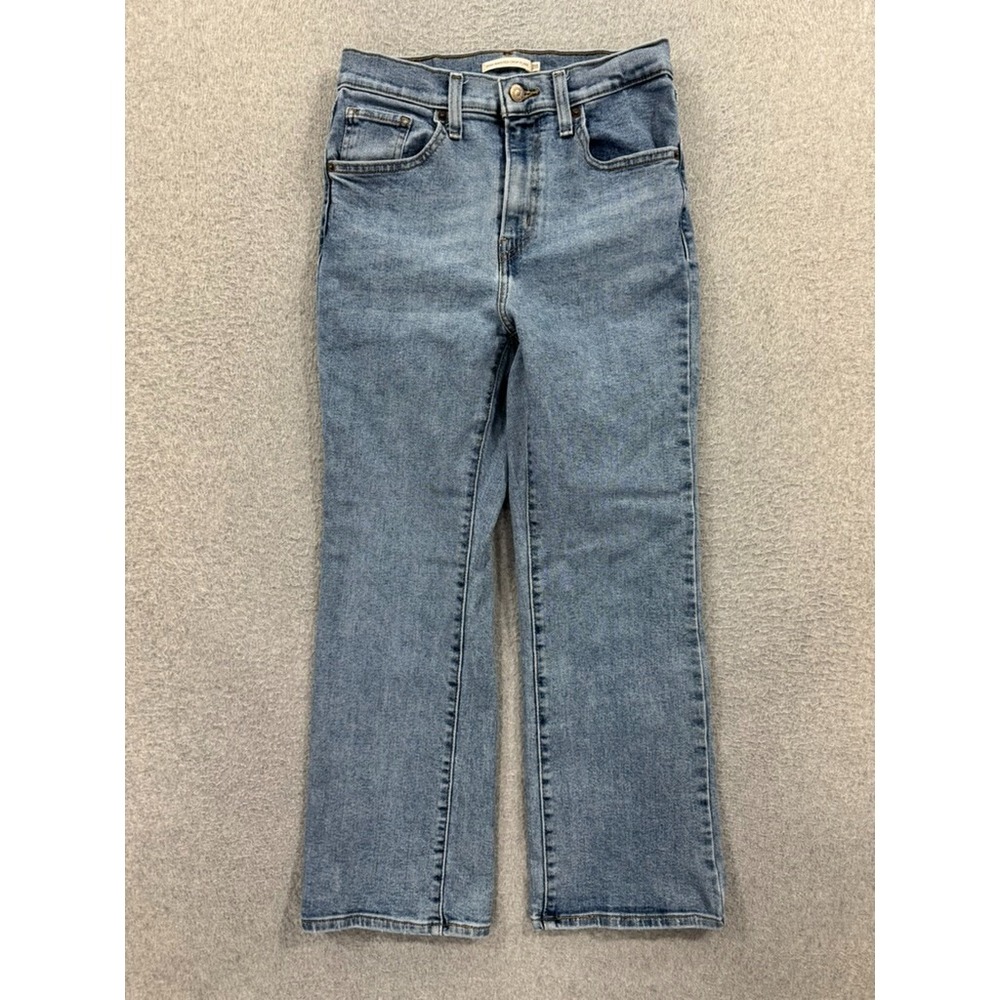 Levi's Jeans Womens 28 Light Wash High Waisted Denim‎ Crop Flare Stretch Zippper